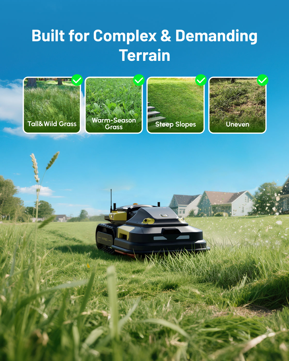Yarbo Lawn Mower Pro tracked autonomous mower on demanding terrain
